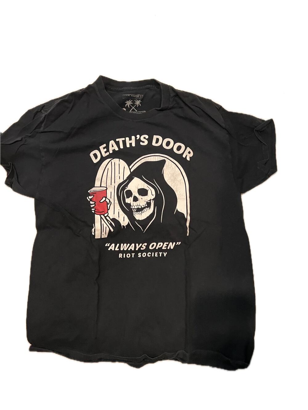 Riot Society Deaths Door Always Open Black T-Shirt Mens Lar